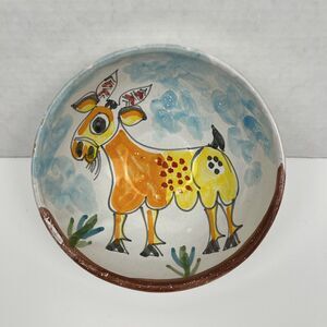 Desimone Italy Pottery Bowl Vintage Numbered MCM Hand Painted Goat Art 6.25 Inch